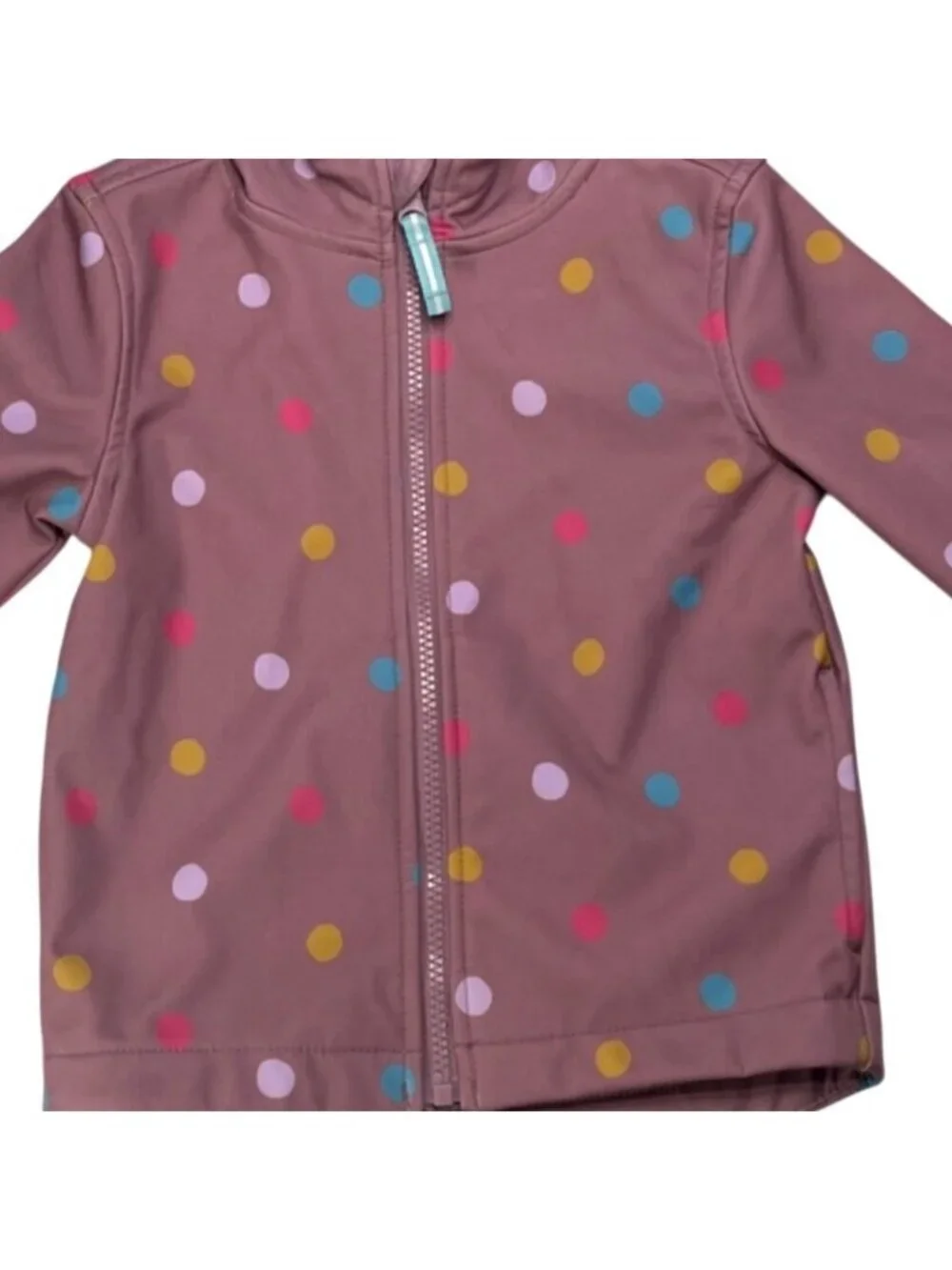 Cat & Jack 18M  Girls Pink Polka Dot Hooded Jacket Full Zipper & Fleece Lining